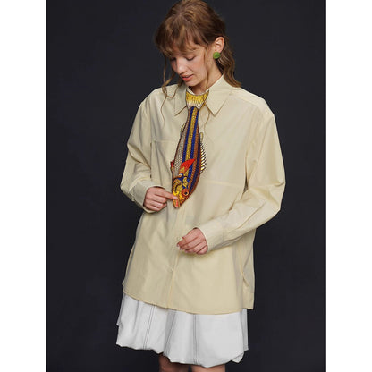 お魚の刺繍ネクタイ（ブルー×イエロー）