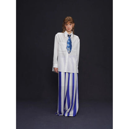 お魚の刺繍ネクタイ（ブルー）