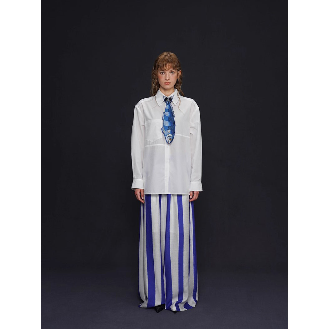 お魚の刺繍ネクタイ（ブルー）