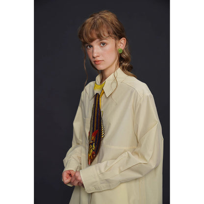 お魚の刺繍ネクタイ（ブルー×イエロー）