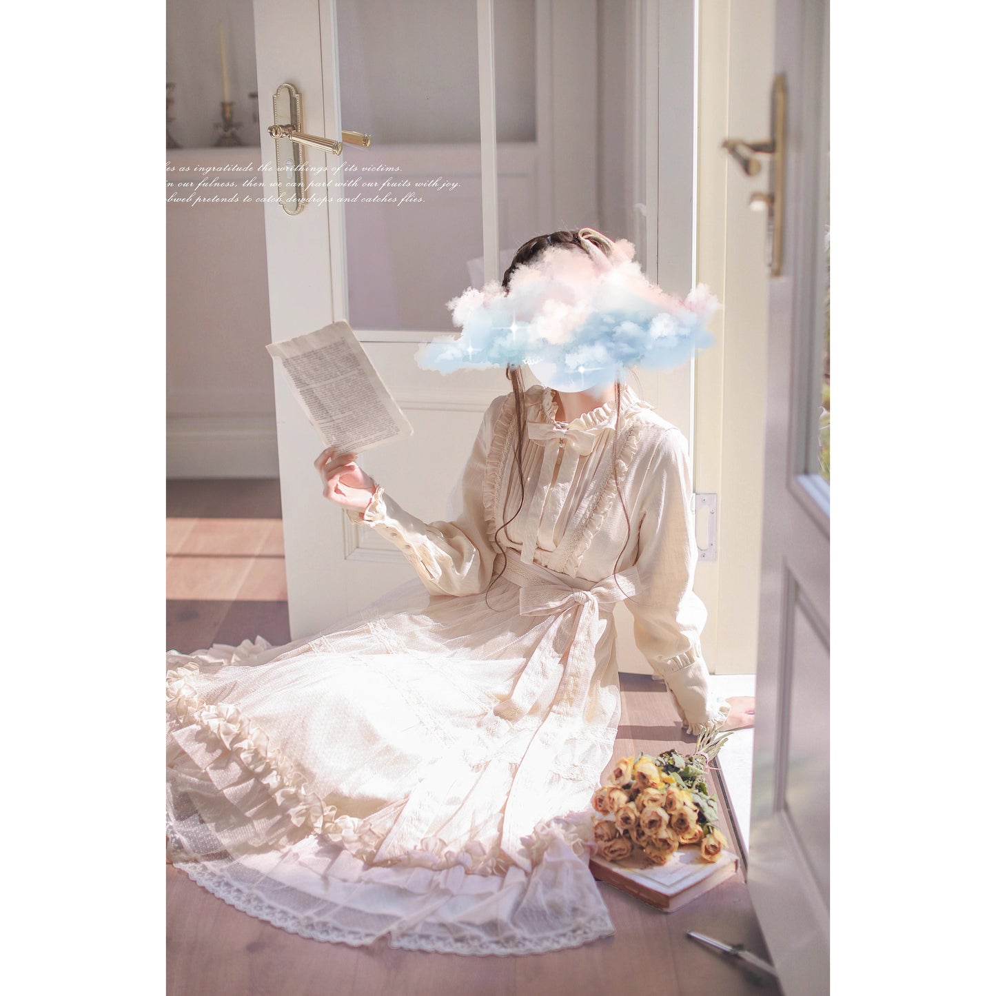 奏鳴曲を奏でる刺繍ジャンパースカートとフリルリボンブラウス