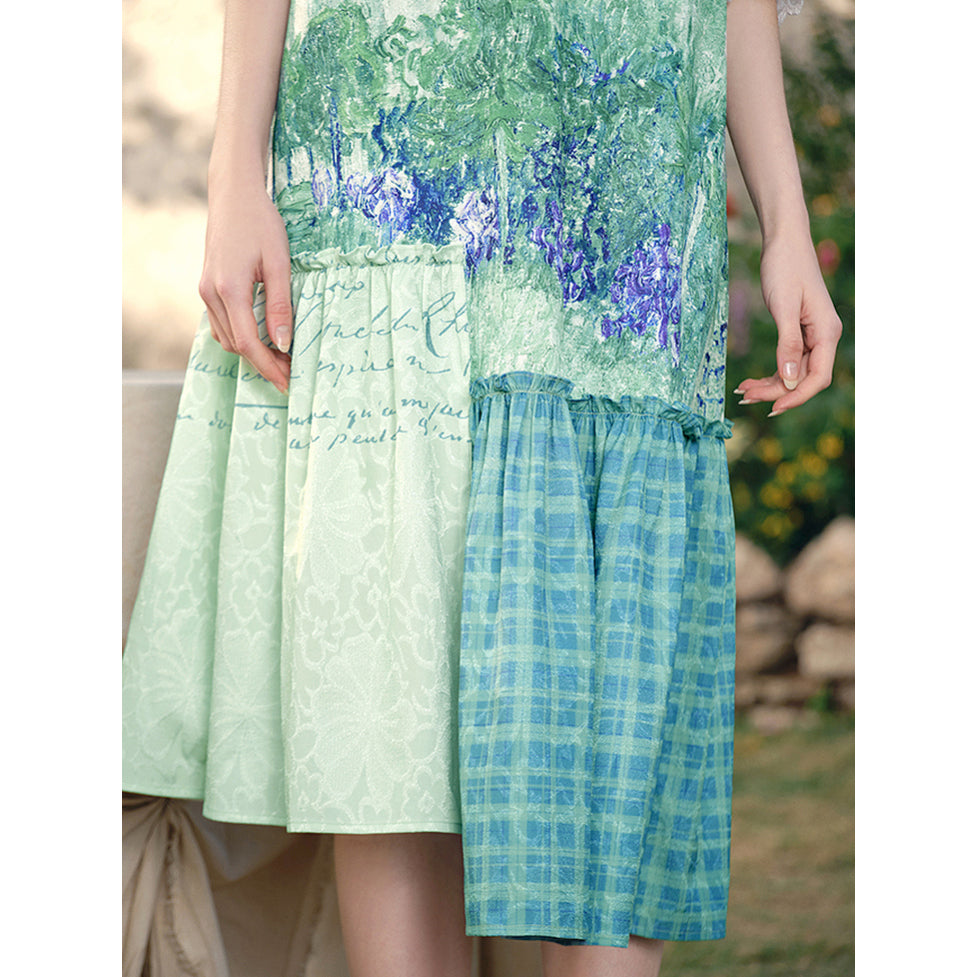 ドービニーの庭のパッチワークワンピース