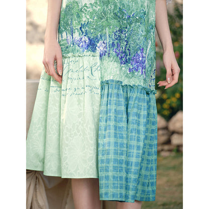 ドービニーの庭のパッチワークワンピース