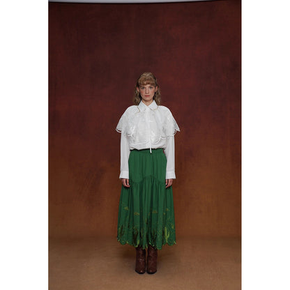 サボテンの花の刺繍チュールケープ