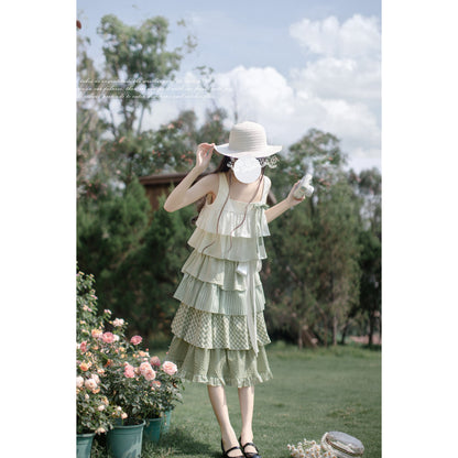 新緑の森のお嬢様のティアードワンピース