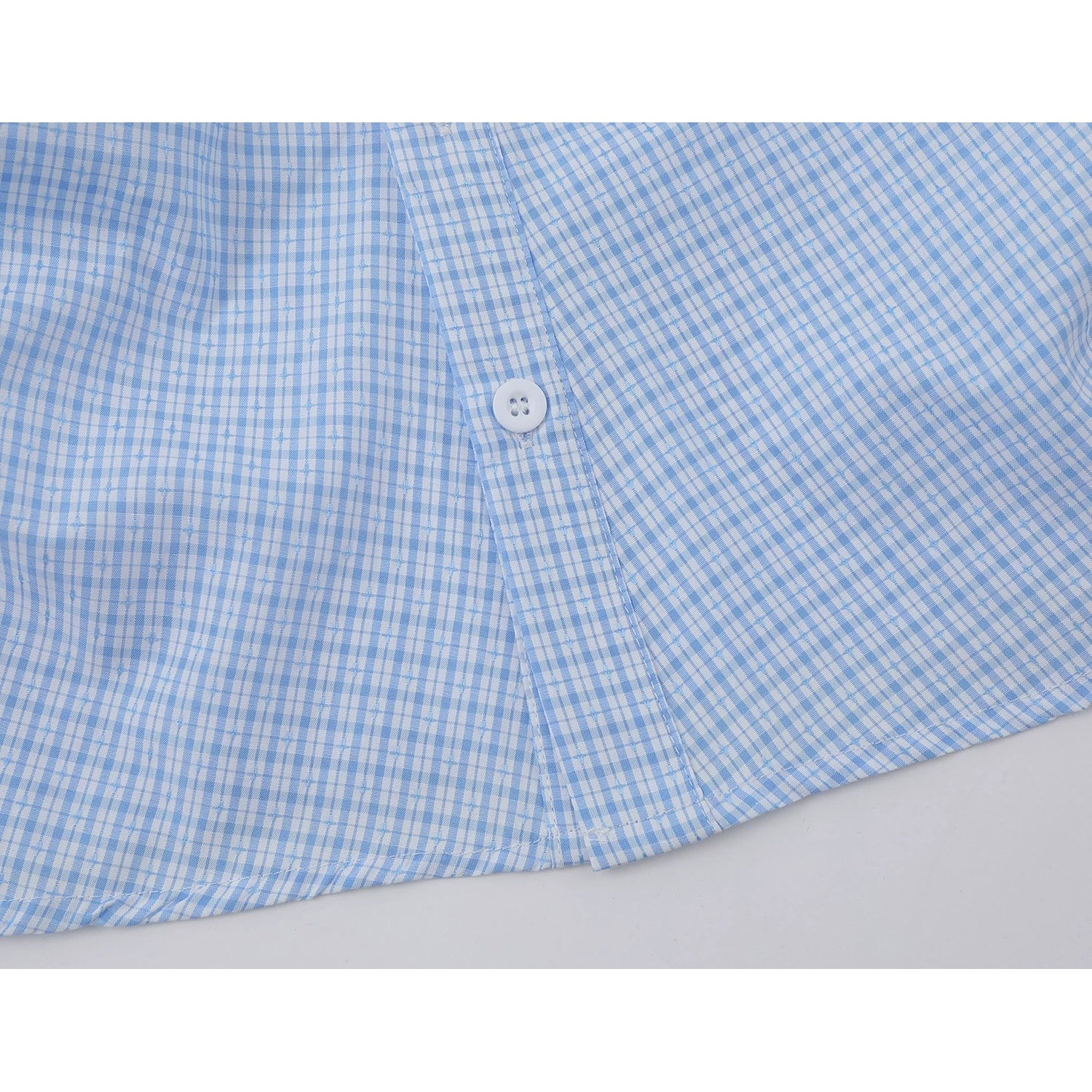 子猫の刺繍チェックシャツ - Sky Blue Check