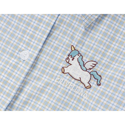 ユニコーンの刺繍ショートシャツ