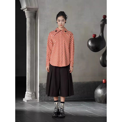 トランプのマークの刺繍ブラウス - Checked