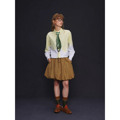 お魚の刺繍ネクタイ（グリーン）