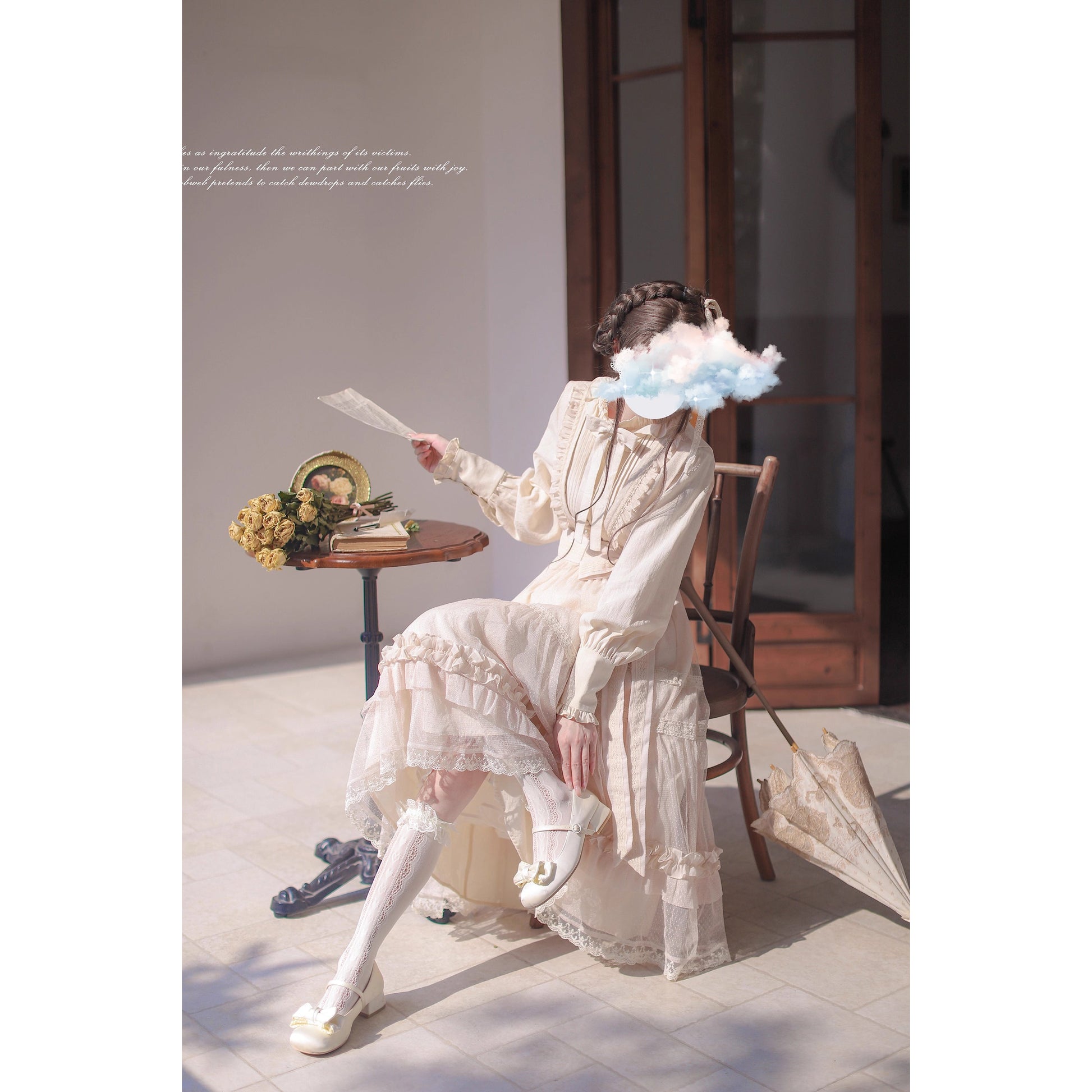 奏鳴曲を奏でる刺繍ジャンパースカートとフリルリボンブラウス