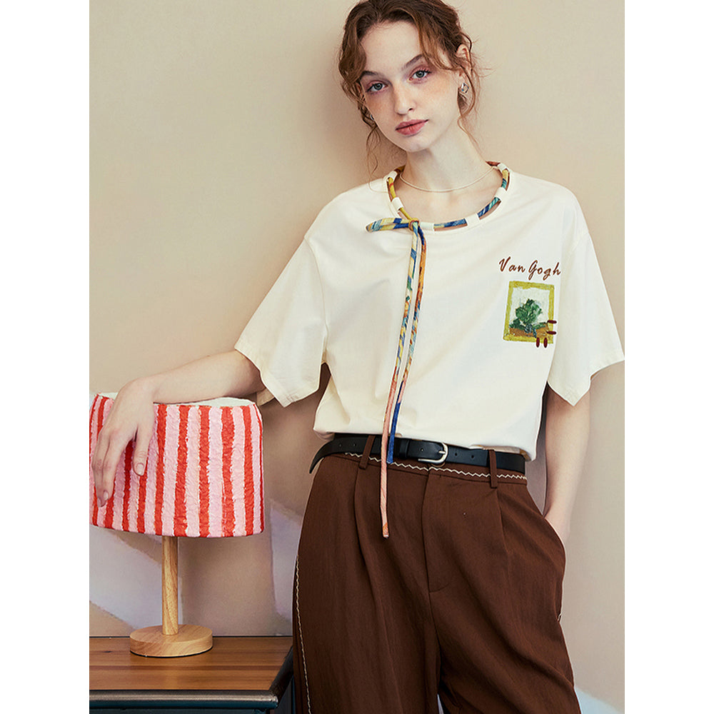 ファン・ゴッホの寝室の刺繍Tシャツ