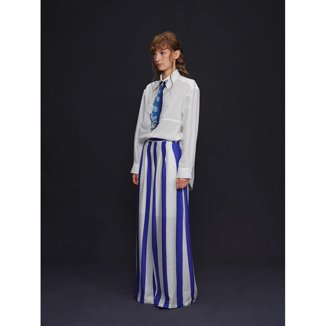 お魚の刺繍ネクタイ（ブルー）