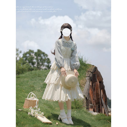 幻想曲を奏でる刺繍ジャンパースカートとブラウス