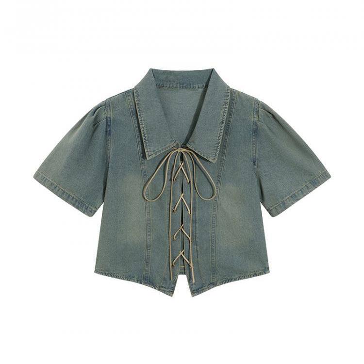 ウォッシュドデニムショートシャツ