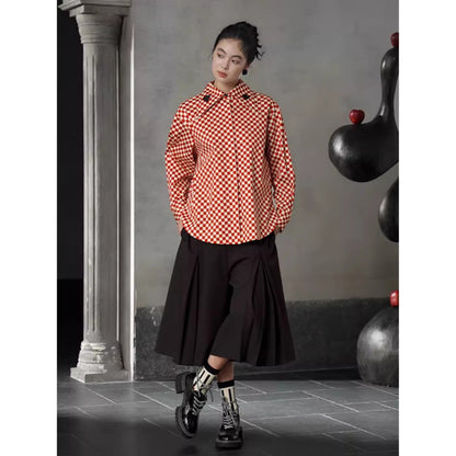 トランプのマークの刺繍ブラウス - Checked