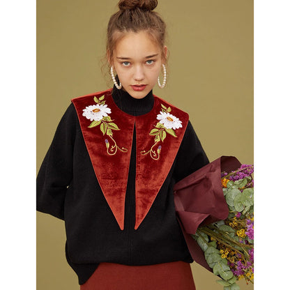 花絵の刺繍付け襟