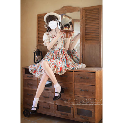 絵本の挿絵の刺繍ワンピース