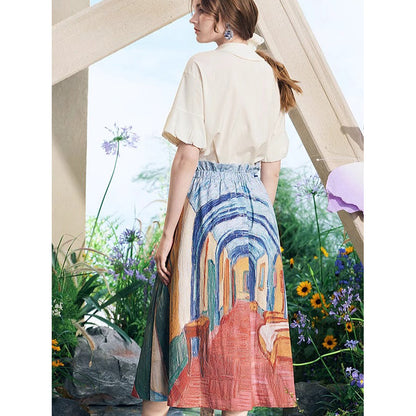 向日葵とアイリスのリボンブラウス