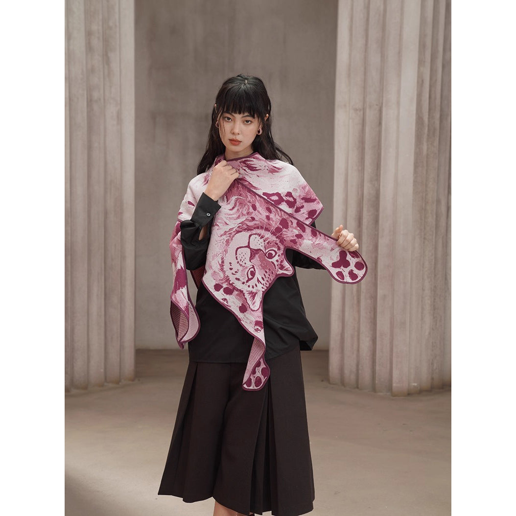 豹の挿絵ニットストール