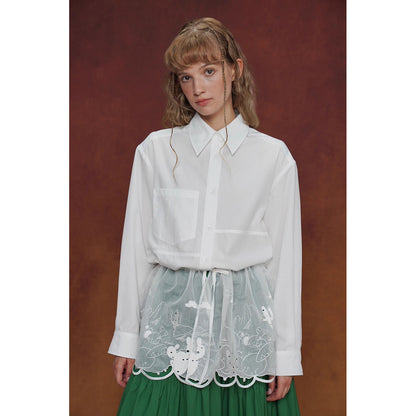 サボテンの花の刺繍チュールケープ