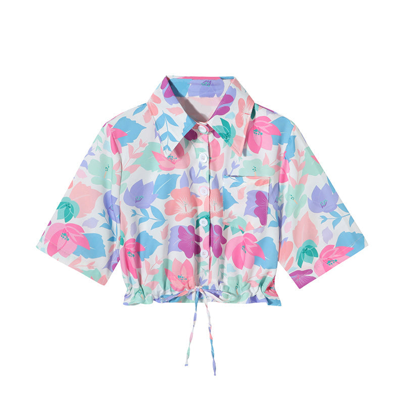ドリーミーな花柄ショートシャツ