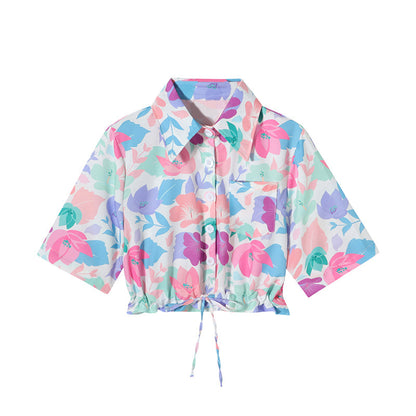 ドリーミーな花柄ショートシャツ