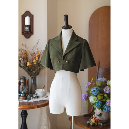 英国のお嬢様のボレロジャケット（モスグリーン）