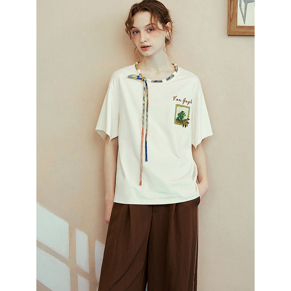 ファン・ゴッホの寝室の刺繍Tシャツ