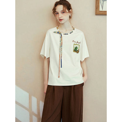 ファン・ゴッホの寝室の刺繍Tシャツ