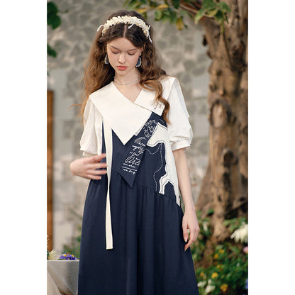 馬の石膏像の刺繍サロペットパンツ