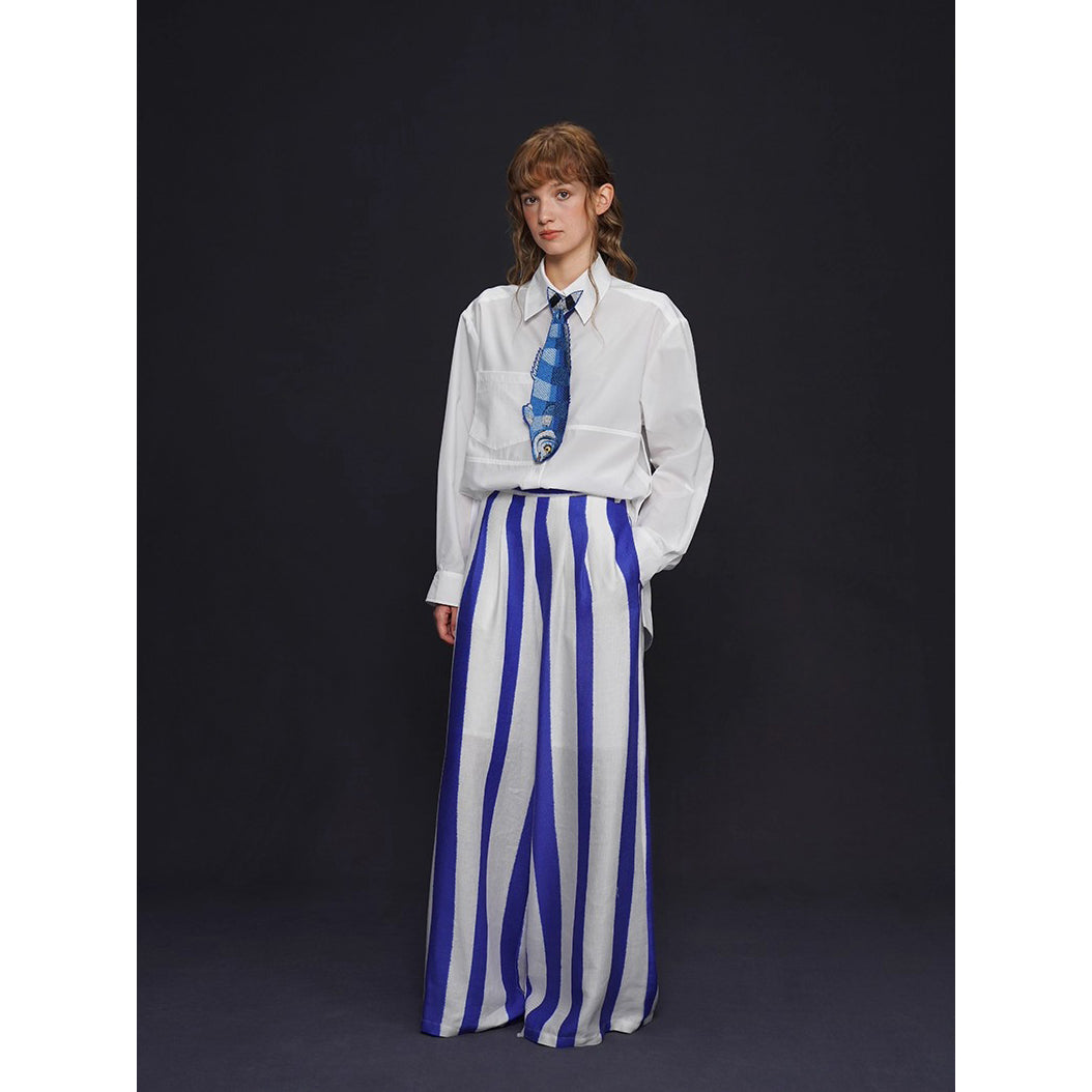 お魚の刺繍ネクタイ（ブルー）