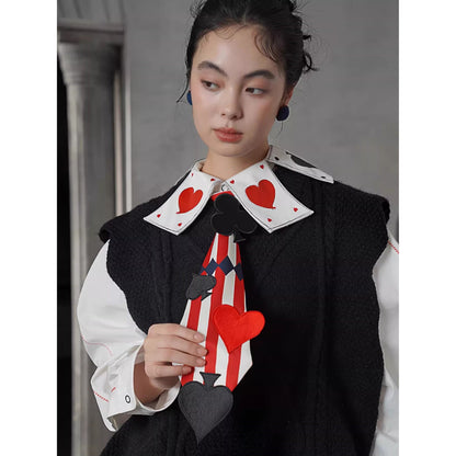 トランプのマークの刺繍ブラウス - White