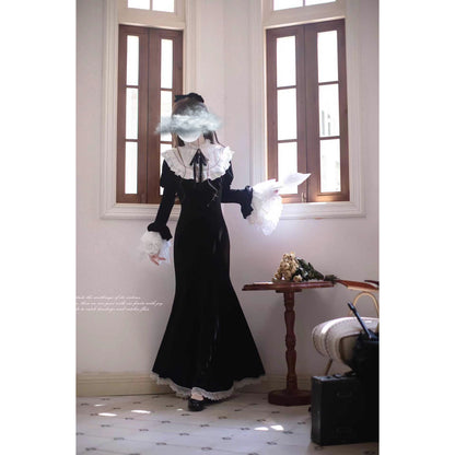 伯爵令嬢のベルベットマーメイドワンピース