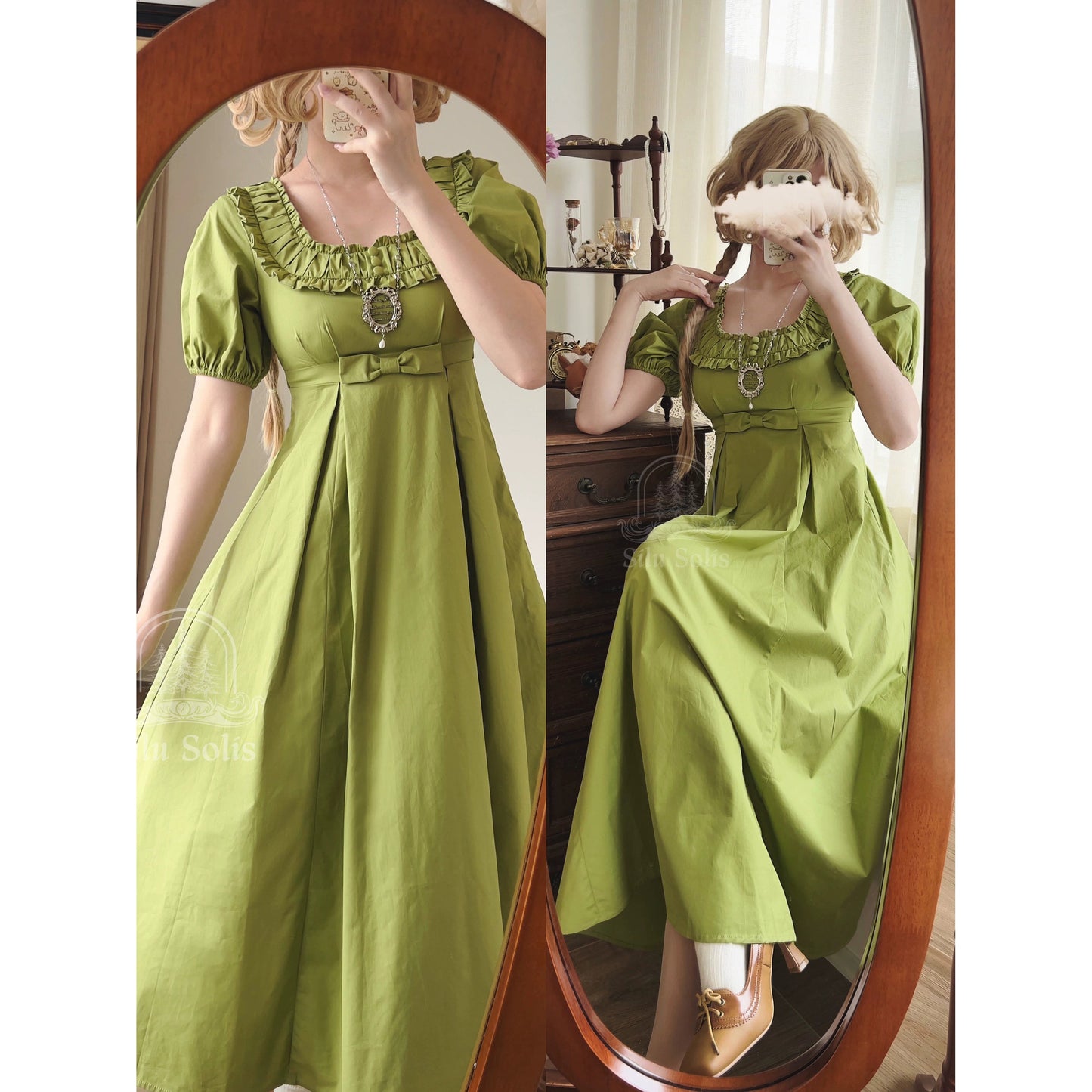 英国のお嬢様のクラシカルワンピース - Spring Green