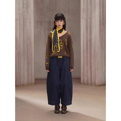 黒猫の挿絵マフラー