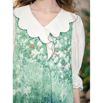 ドービニーの庭のパッチワークワンピース