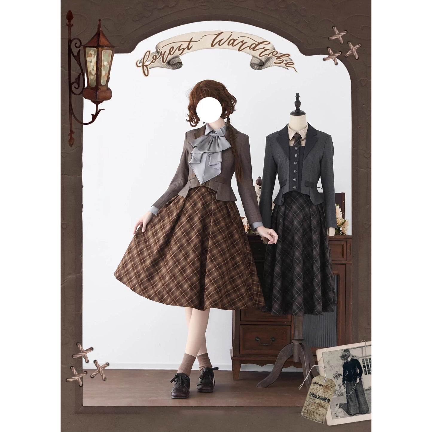 英国のお嬢様のクラシカルショートジャケット - Brown