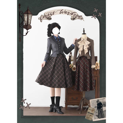 英国のお嬢様のクラシカルショートジャケット - Dark Gray