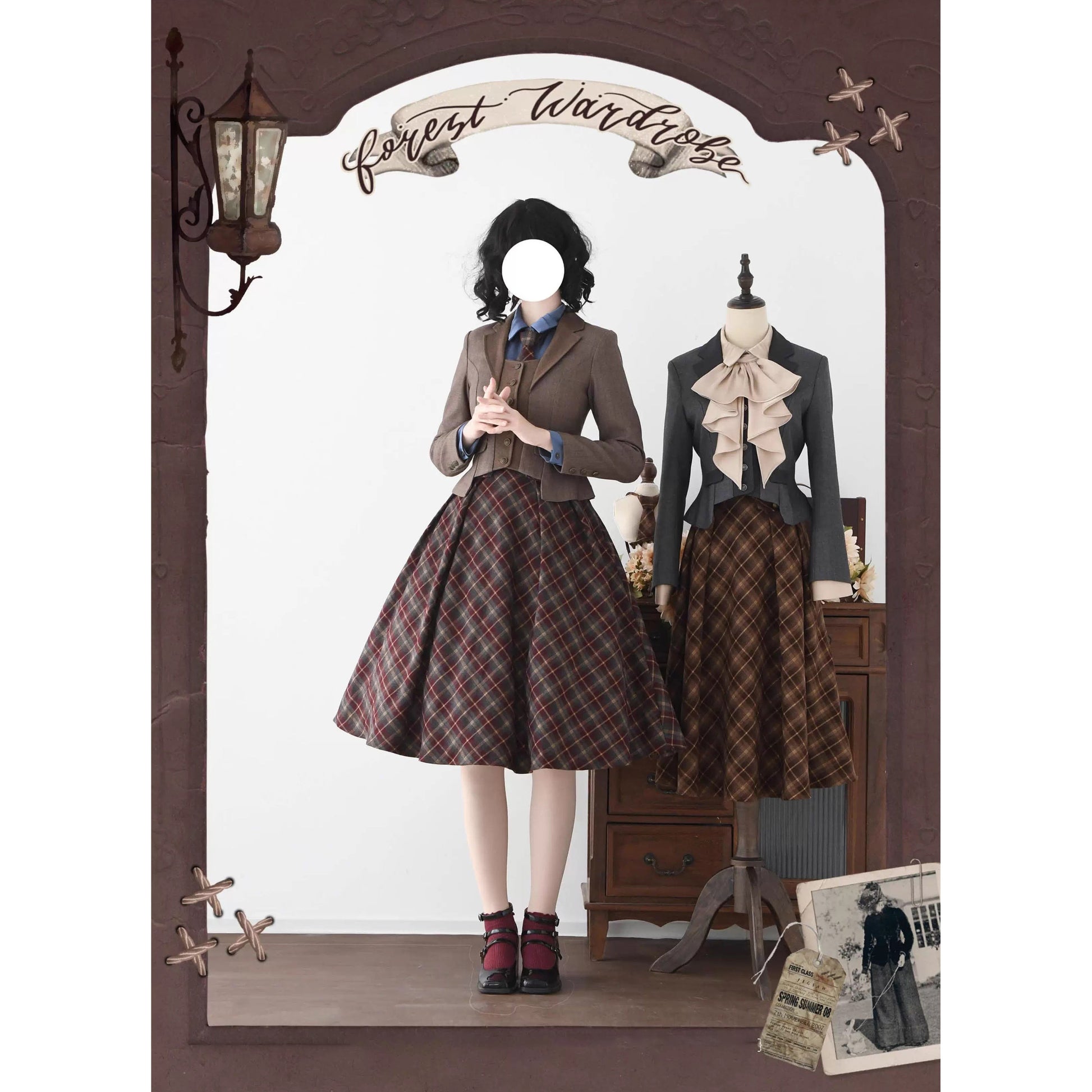 英国のお嬢様のクラシカルショートジャケット - Brown