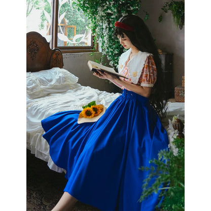 紺青の瑠璃色アンブレラスカート