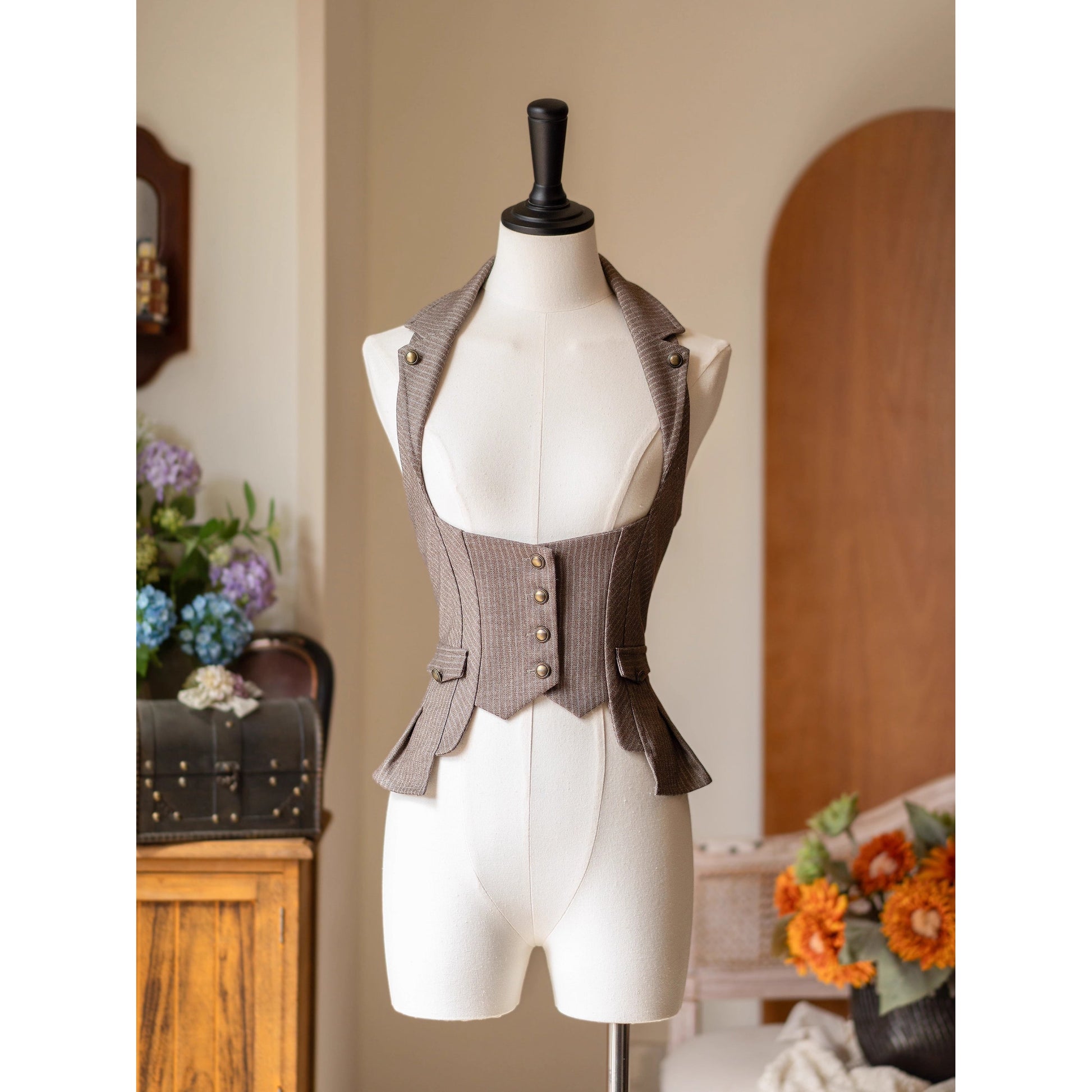 英国のお嬢様のクラシックベスト - Light Brown