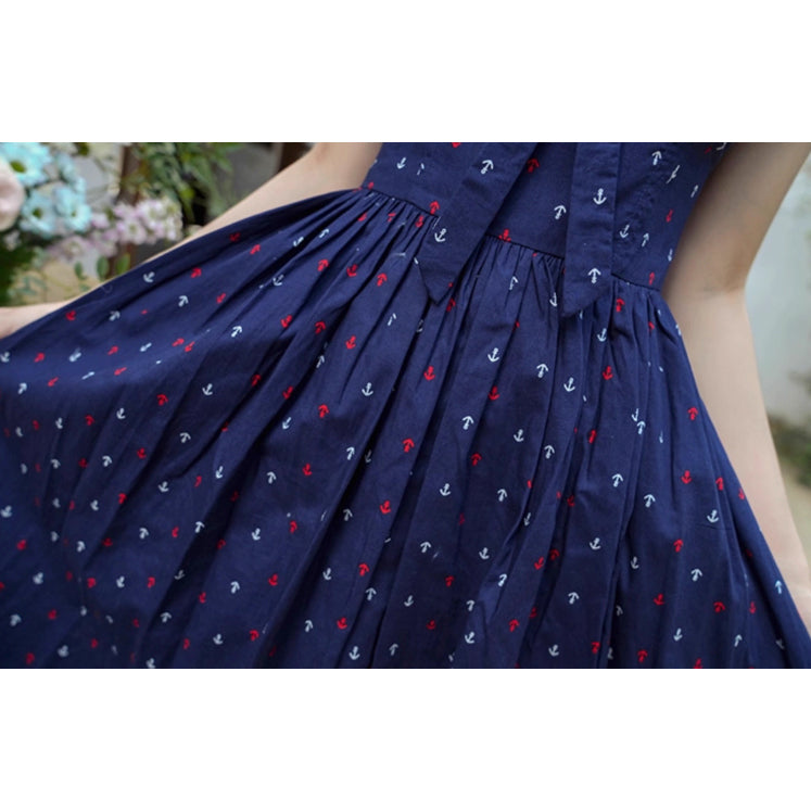 濃紺の錨の挿絵ヘップバーンワンピース