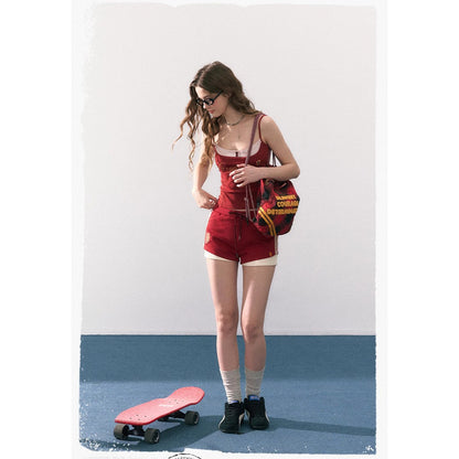 魔法学校の刺繍ストライプシャツとキャミソール