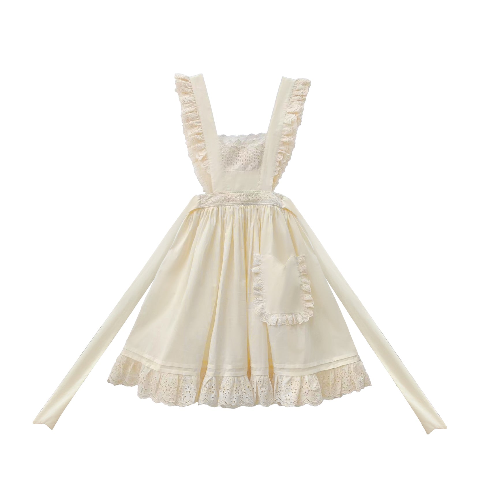 蒲公英色のレトロワンピースとエプロン