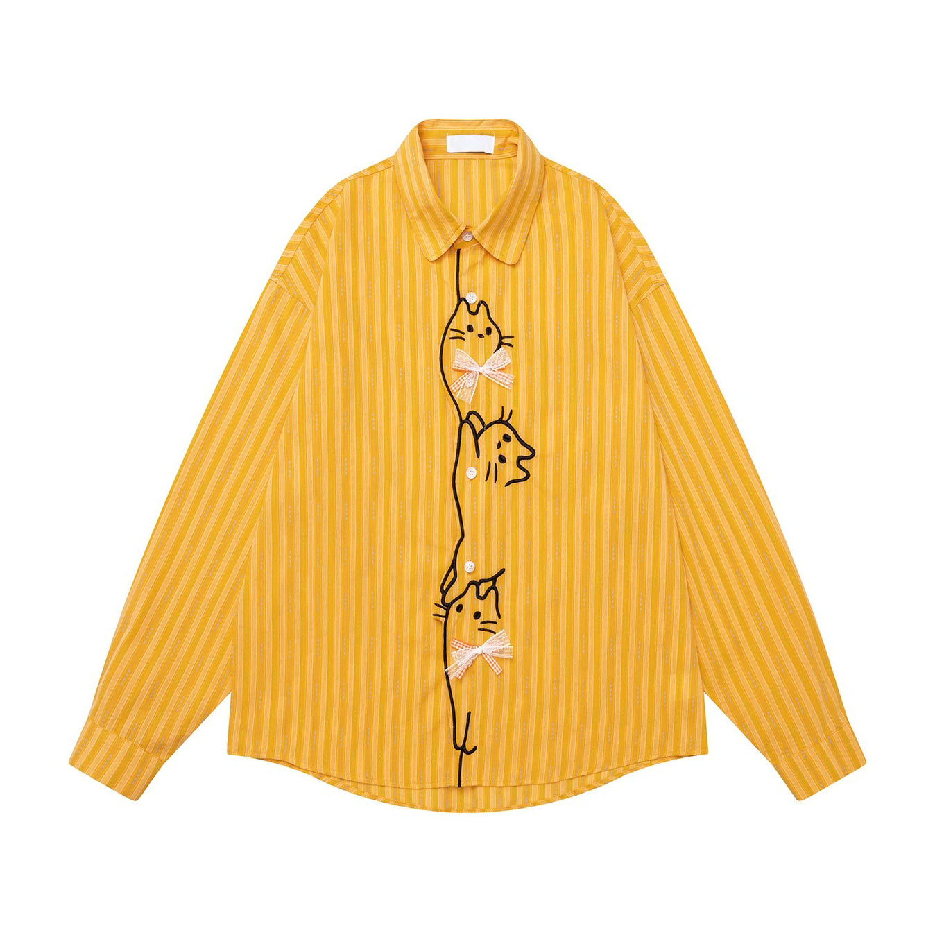 子猫の刺繍リボンブラウス - Golden Yellow