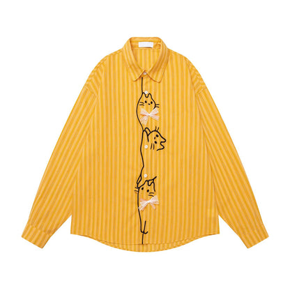 子猫の刺繍リボンブラウス - Golden Yellow