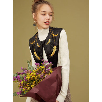 黄金の麦の刺繍付け襟