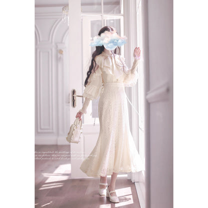 月光の令嬢のリボンブラウスとマーメイドスカート