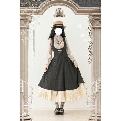 英国のお嬢様のクラシックジャンパースカート - Dark Gray