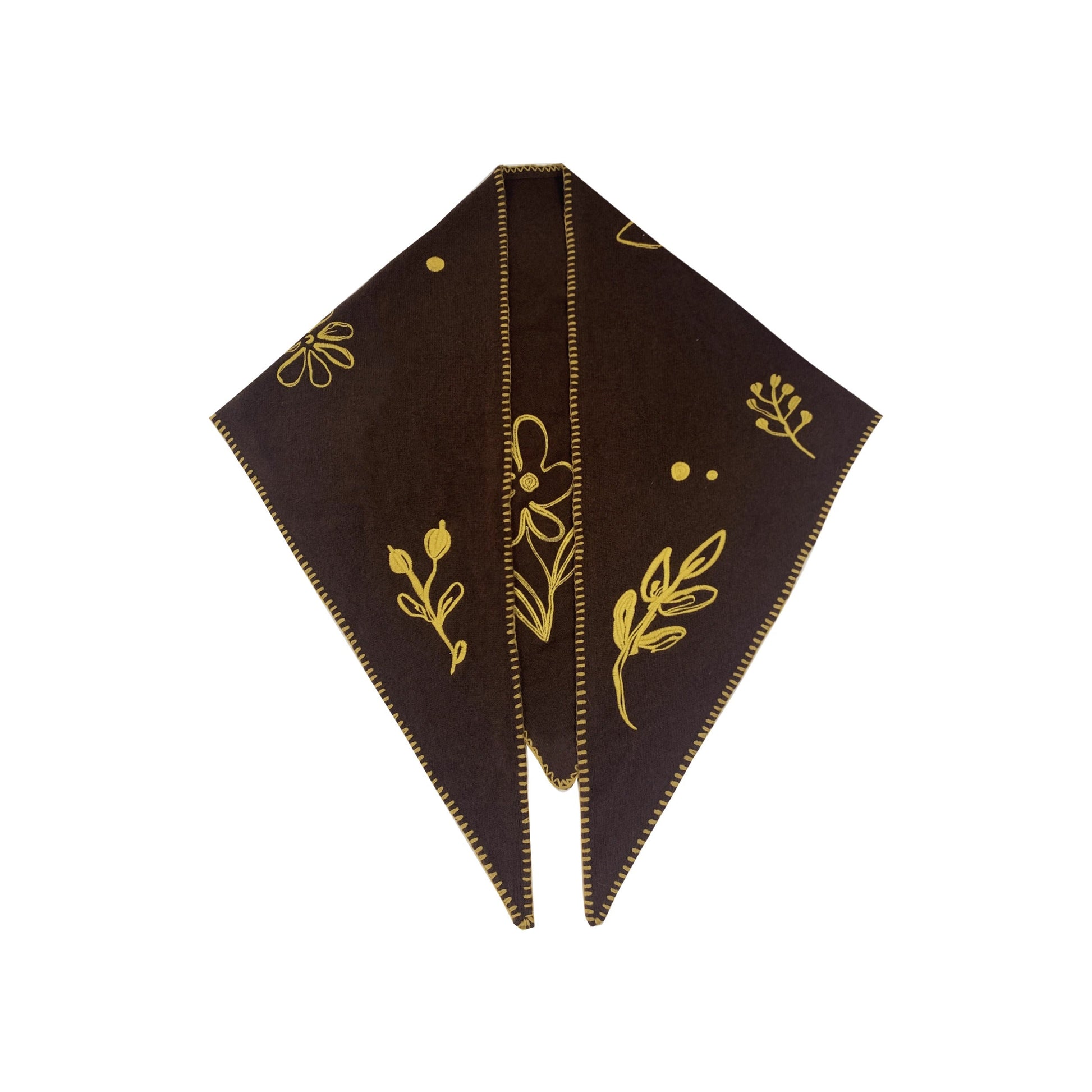 植物の刺繍ウールマフラー